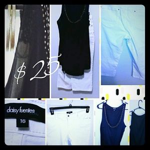 Apt 9 Black Top Daisy Fuentes White Jean Capri